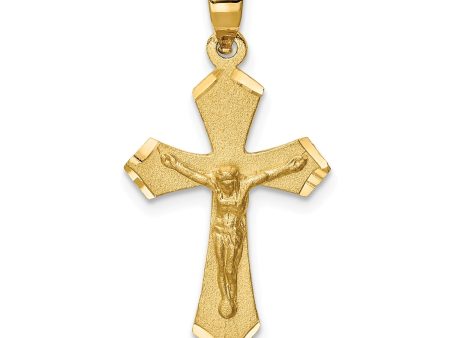 14KT Yellow Gold 30X15MM Diamond-cut Crucifix Cross Pendant. Chain Not Included Online Sale