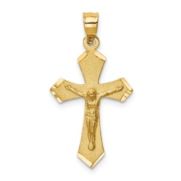 14KT Yellow Gold 30X15MM Diamond-cut Crucifix Cross Pendant. Chain Not Included Online Sale