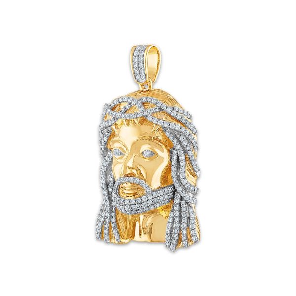 10KT Yellow Gold 2-1 3 CTW Diamond 48X30MM Jesus Christ Pendant. Chain Not Included Discount