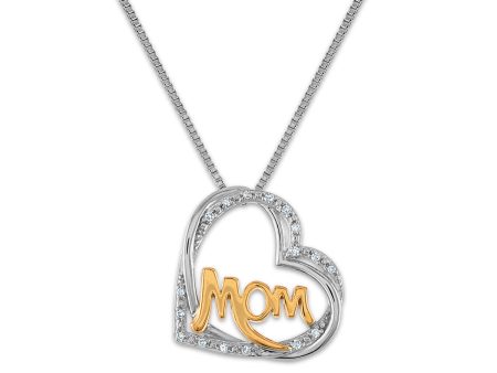 LoveSong 1 20 CTW Diamond 18-inch Mom Pendant in Sterling Silver on Sale