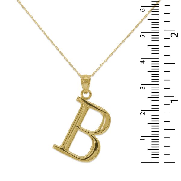 10KT Yellow Gold 18-inch 30MM Initial Pendant; Initial B For Sale