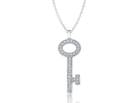 Crislu Platinum Plated Sterling Silver Cubic Zirconia 18-inch Key Pendant Cheap