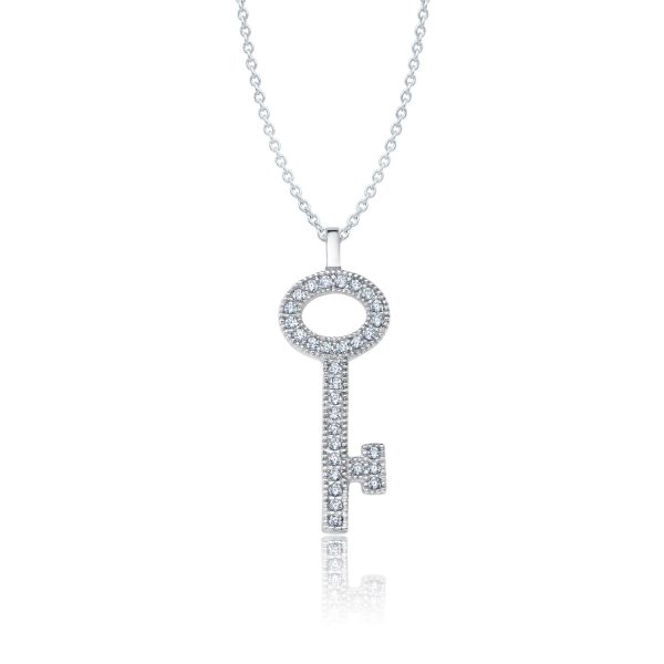 Crislu Platinum Plated Sterling Silver Cubic Zirconia 18-inch Key Pendant Cheap