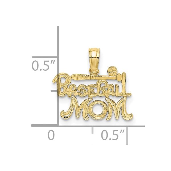 10KT Yellow Gold 10X15MM Baseball Mom Charm Hot on Sale