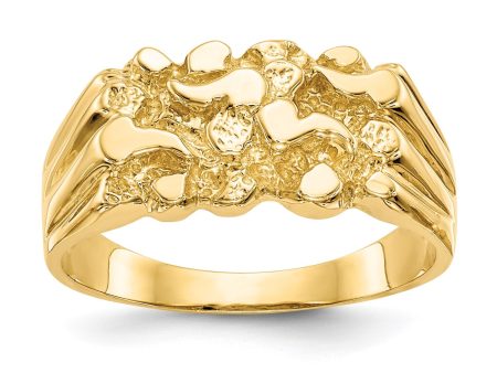 14KT Yellow Gold Nugget Ring; Size 7 Online now