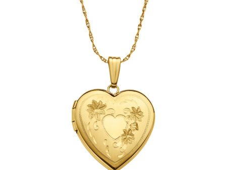 14KT Yellow Gold Filled 18-inch 19MM Heart Locket For Cheap