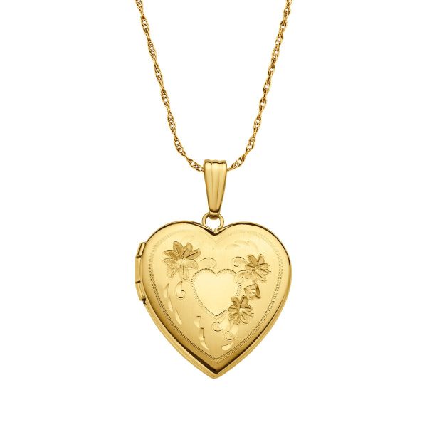 14KT Yellow Gold Filled 18-inch 19MM Heart Locket For Cheap