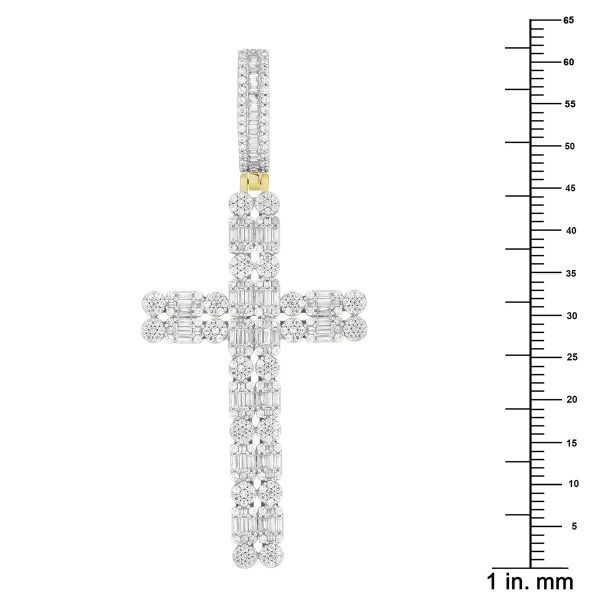 10KT Yellow Gold 1-1 2 CTW Diamond 62X27MM Cross Pendant. Chain Not Included Sale