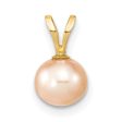 6X7MM Round Pearl Pendant in 14KT Yellow Gold. Chain not Included on Sale