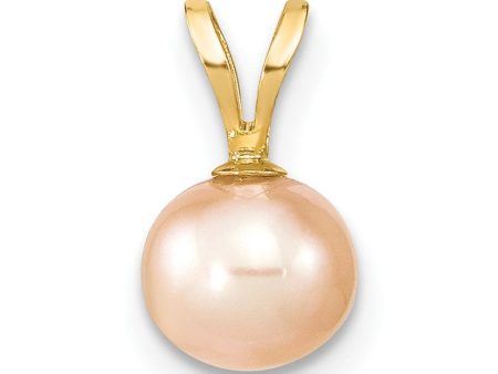 6X7MM Round Pearl Pendant in 14KT Yellow Gold. Chain not Included on Sale