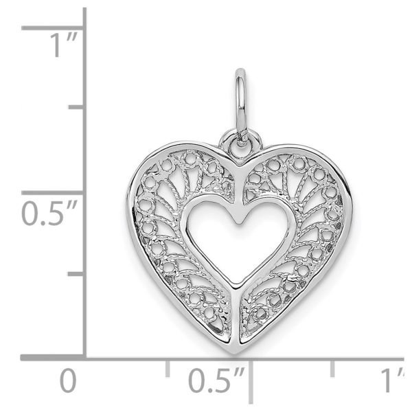 14KT White Gold 21X17MM Fancy Filigree Heart Pendant-Chain Not Included Cheap