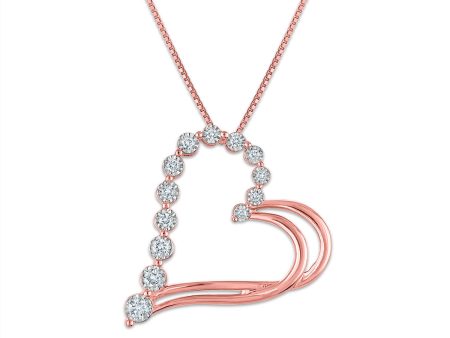 EcoLove 1 4 CTW Lab Grown Diamond 18-inch Heart Pendant in Rose Gold Plated Sterling Silver Sale