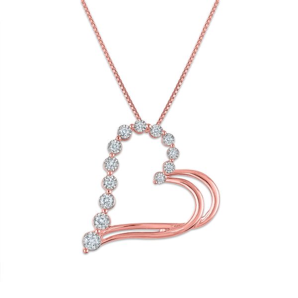 EcoLove 1 4 CTW Lab Grown Diamond 18-inch Heart Pendant in Rose Gold Plated Sterling Silver Sale