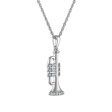 Diamond Accent Trumpet 18-inch Pendant in Rhodium Plated Sterling Silver on Sale