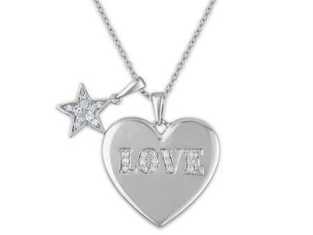 1 5 CTW Diamond Heart 18-inch Pendant in Rhodium Plated Sterling Silver on Sale