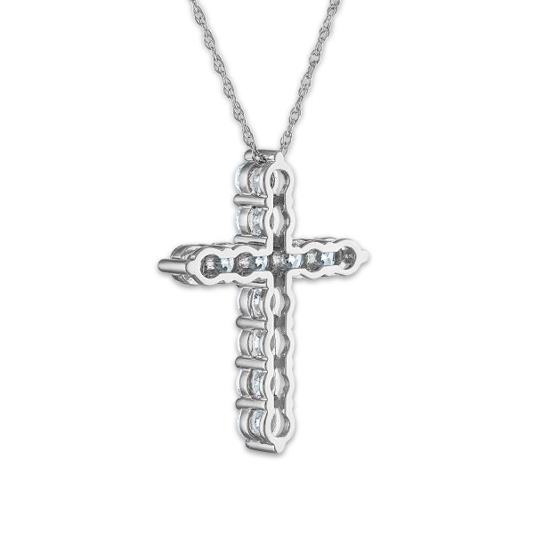 14KT White Gold 2 CTW Diamond 29X21MM 18-inch Cross Pendant Cheap