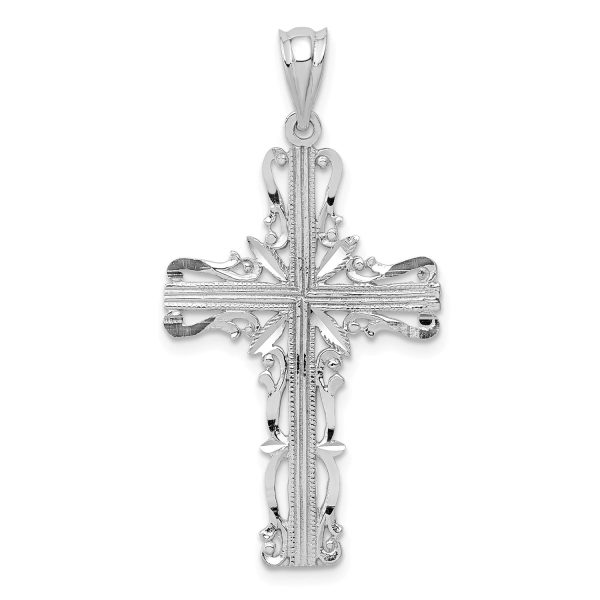 14KT White Gold 36X19MM Cross Pendant-Chain Not Included on Sale