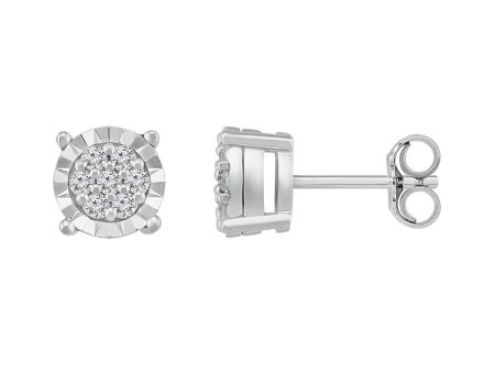 1 10 CTW Diamond Cluster Stud Earrings in Sterling Silver For Discount