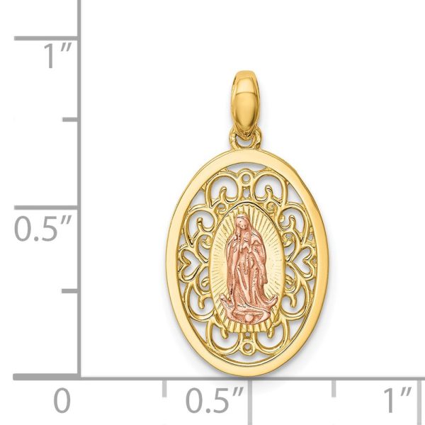 14KT Yellow and Rose Gold Guadalupe Pendant. Chain Not Included Online Sale