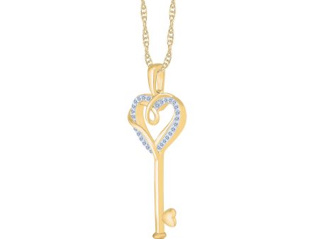 1 15 CTW Diamond Heart Key 18-inch Pendant in 10KT Yellow Gold on Sale