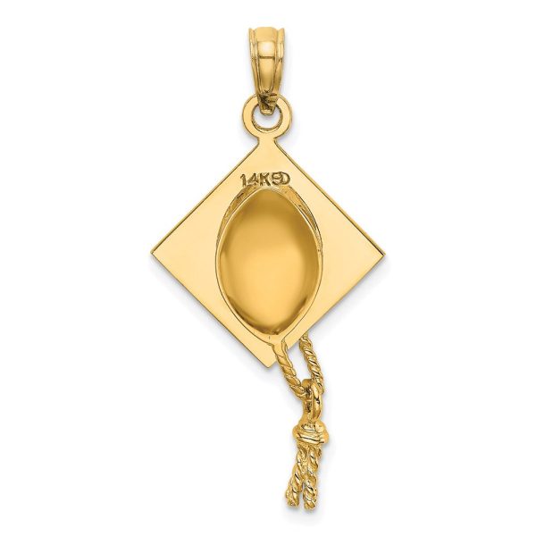 14KT Yellow Gold 30X15MM Graduation Cap Charm. Chain not Included Hot on Sale