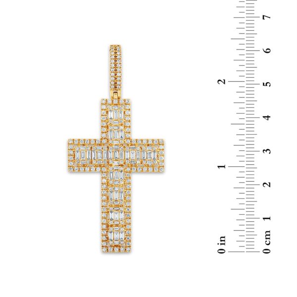 10KT Yellow Gold 2-1 4 CTW Diamond 62X29MM Cross Pendant. Chain Not Included Sale