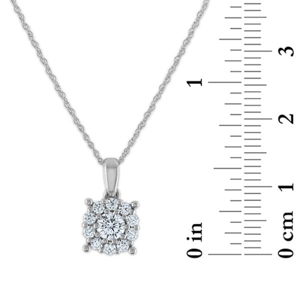 Red Hot Deal  1 2 CTW Round Lab Grown Diamond Cluster 18-inch Pendant in 10KT White Gold Sale