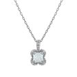 5MM Round Opal and White Sapphire Birthstone Flower Halo Pendant in Sterling Silver Online Sale