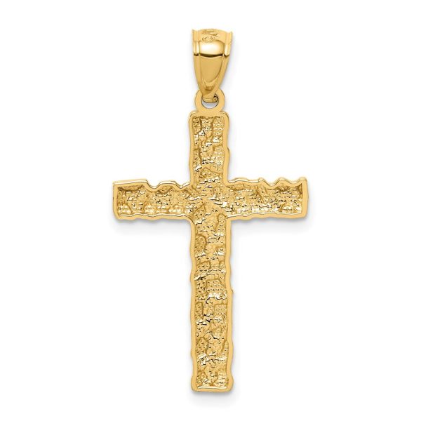 14KT Yellow Gold Nugget Cross Pendant-Chain Not Included on Sale