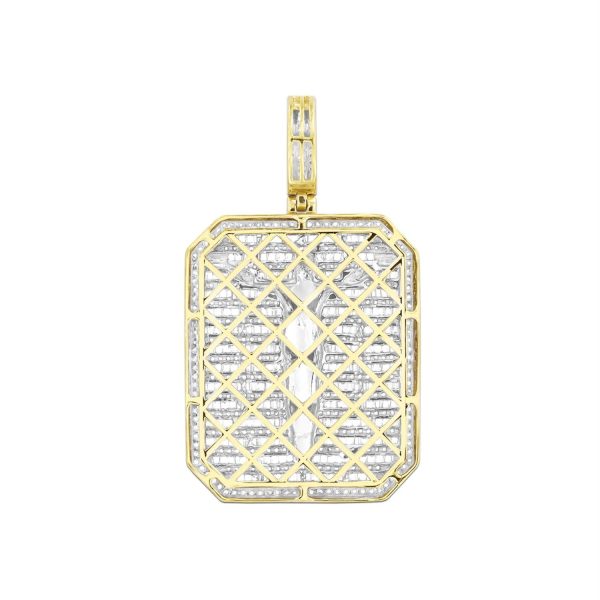 10KT Yellow Gold 2-1 2 CTW Diamond 47X29MM Crucifix Pendant. Chain Not Included For Cheap