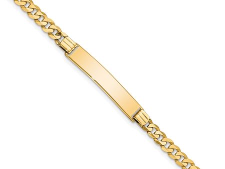 14KT Yellow Gold 7-inch 5.5MM Flat Curb ID Bracelet Sale