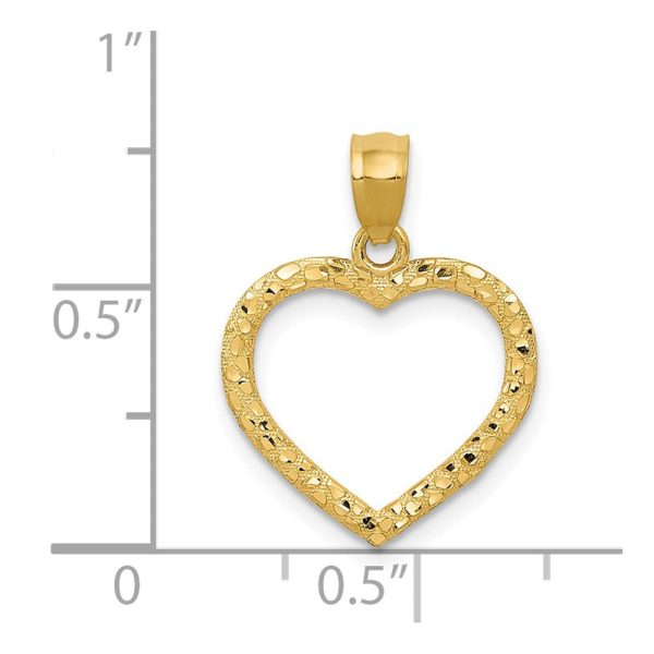 14KT Yellow Gold 21X15MM Diamond-cut Heart Pendant-Chain Not Included For Sale