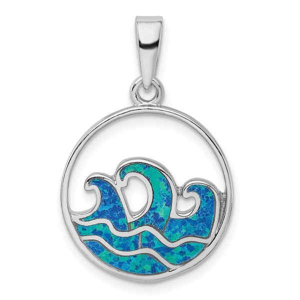 Sterling Silver Opal 30X20MM Wave Pendant. Chain Not Included For Discount