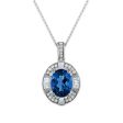 9X7MM Oval London Blue Topaz and Diamond 18-inch Pendant in 10KT White Gold Cheap