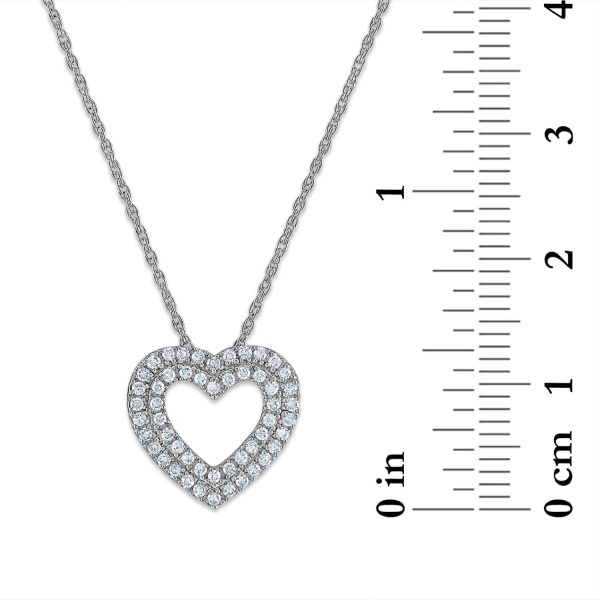 EcoLove 1 4 CTW Lab Grown Diamond Double Row 18-inch Heart Pendant in Rhodium Plated Sterling Silver Cheap