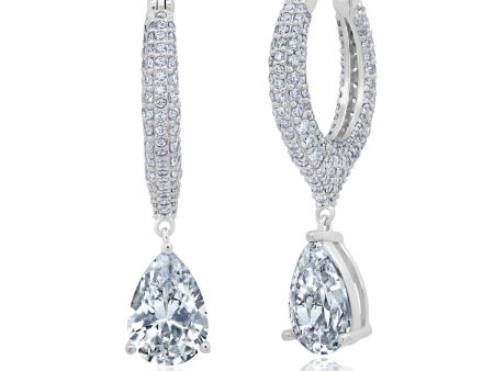 Crislu Platinum Plated Sterling Silver and Cubic Zirconia Earrings Discount