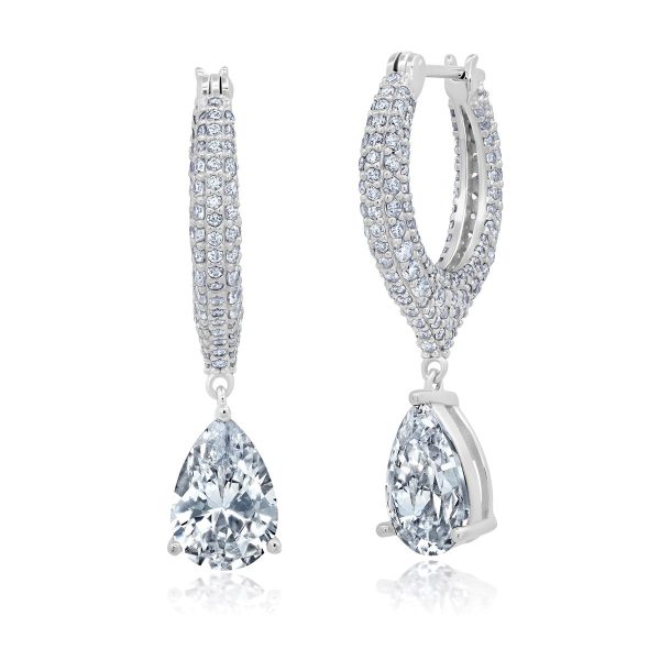 Crislu Platinum Plated Sterling Silver and Cubic Zirconia Earrings Discount