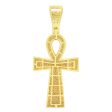 10KT Yellow Gold 1 CTW Diamond 53X24MM Ankh Cross Pendant. Chain Not Included Online now