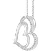 1 10 CTW Diamond Heart 18-inch Pendant in Sterling Silver For Sale