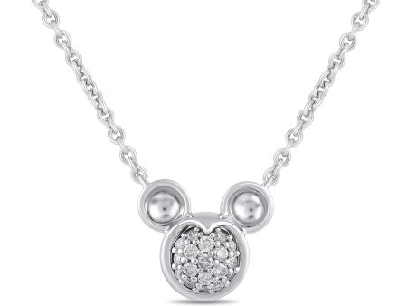 Disney Jewels Diamond Accent Mickey Mouse Pendant in Sterling Silver For Cheap