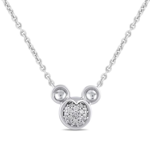 Disney Jewels Diamond Accent Mickey Mouse Pendant in Sterling Silver For Cheap