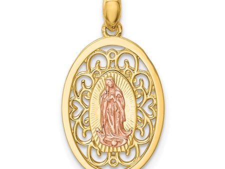 14KT Yellow and Rose Gold Guadalupe Pendant. Chain Not Included Online Sale