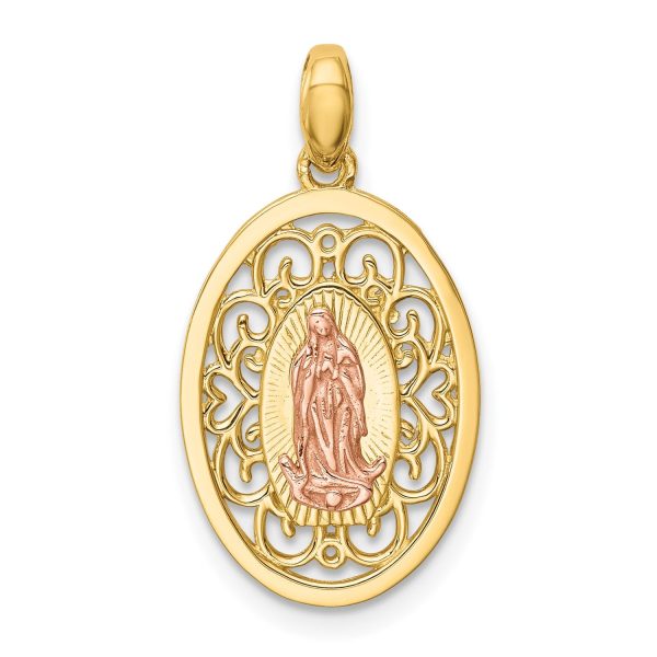 14KT Yellow and Rose Gold Guadalupe Pendant. Chain Not Included Online Sale