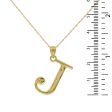 10KT Yellow Gold 18-inch 30MM Initial Pendant; Initial J Hot on Sale