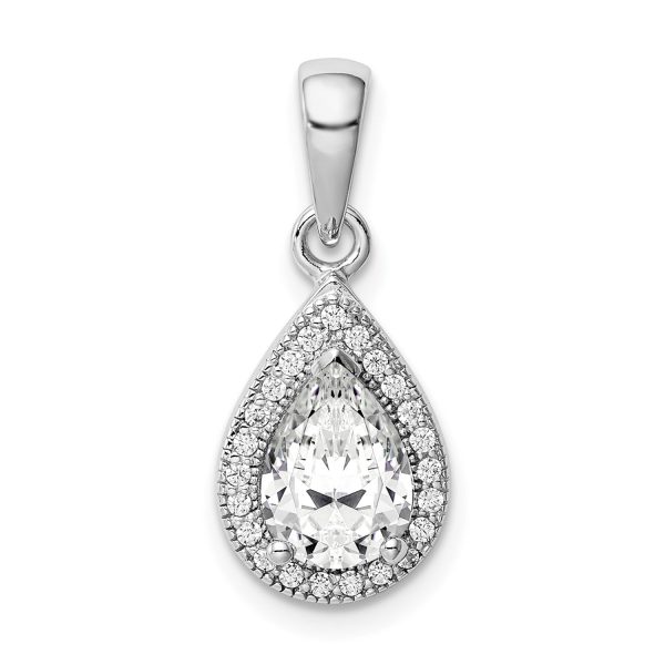 Sterling Silver Pear Cubic Zirconia Fashion Pendant. Chain Not Included Discount