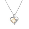 Diamond Accent Double Heart 18-inch Pendant in Two-Tone Sterling Silver For Discount