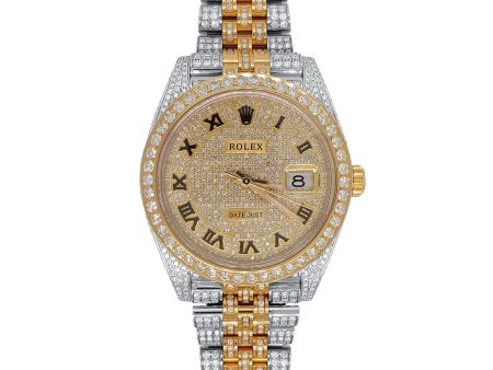 Pre-Owned Rolex Two-Tone Steel & 18K Yellow Gold Datejust II with 41X41 MM Diamond Dial. Pave Diamond Sale