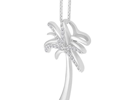 1 15 CTW Diamond Palm Tree 18-inch Pendant in Sterling Silver For Discount