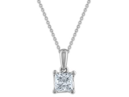 Signature EcoLove 3 4 CTW Lab Grown Diamond Solitaire Princess Cut 18-inch Pendant in 14KT White Gold For Discount