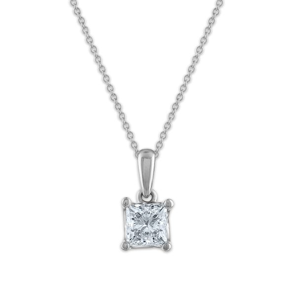 Signature EcoLove 3 4 CTW Lab Grown Diamond Solitaire Princess Cut 18-inch Pendant in 14KT White Gold For Discount